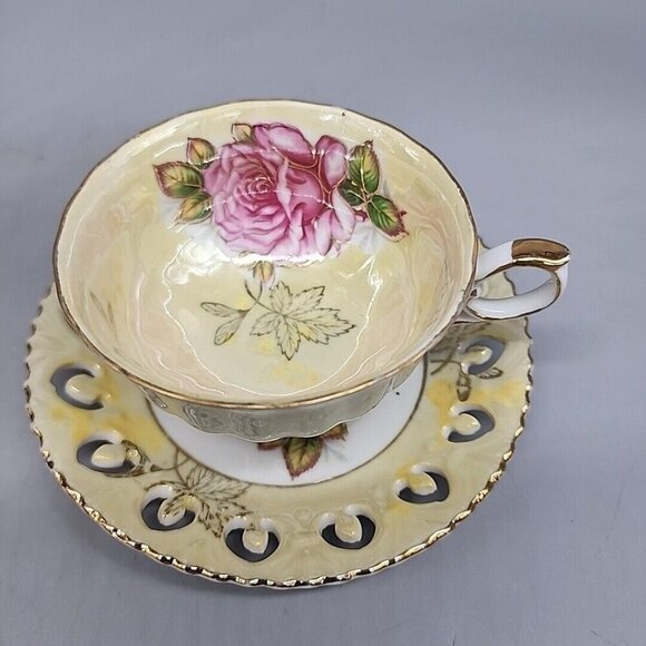 L.M. Royal Halsey Very Fine Lusterware Footed China Teacup And Saucer Set - Picture 1 of 6